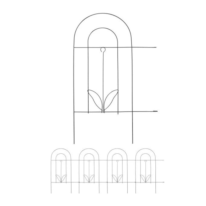 B2X dekoratív virágkerítés, 5 részes, strapabíró acél, 83,5x52x4,5cm
