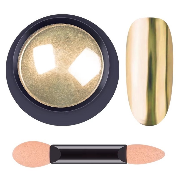 Pudra pentru unghii 10gr cu Efect de oglinda cu aplicator 10, Sela