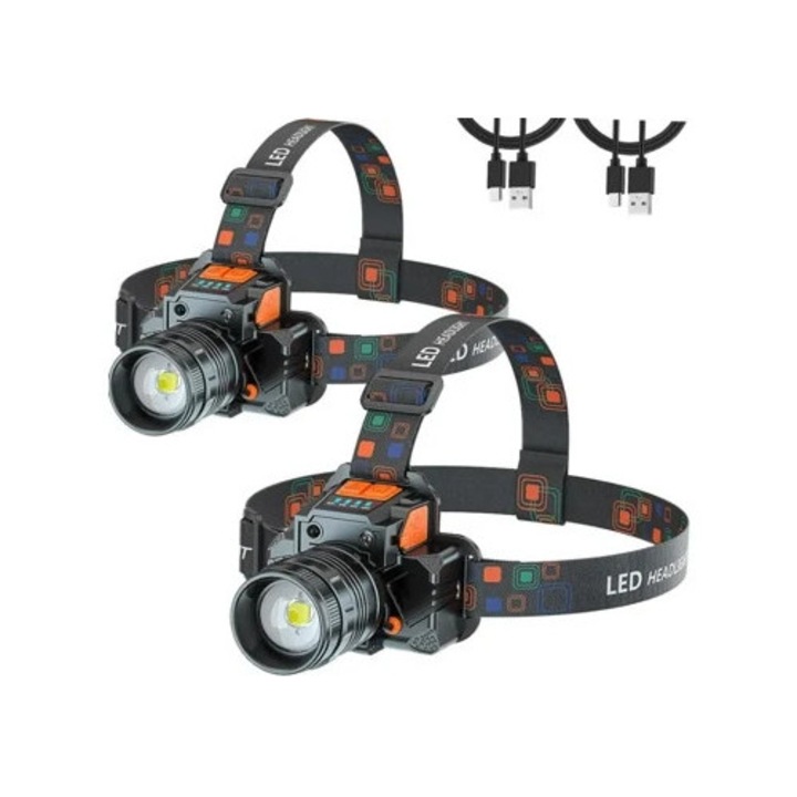 Lanterna LED reincarcabila cu senzor de miscare, 3 moduri, rezistenta la apa, pentru drumetii, camping, alergare, pescuit