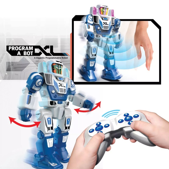 Robot RC Programabil XL Interactiv pentru Copii, cu Telecomanda, Lumini LED si Functii Educative – CasaShop®