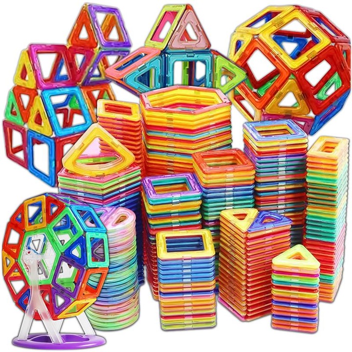 KRUMAD Mágneses építőkészlet 84 darab – színes 3D oktató építőkockák 3+ éves gyermekeknek, kreatív mágneses játék, képzelet és motorikus készségek fejlesztése