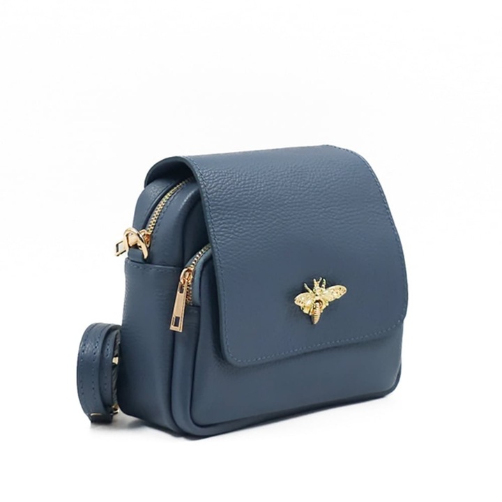 Poseta Piele Simone - Albastru Deschis, Geanta Casual din Piele Naturala, Geanta, Genti