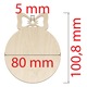 Decoratiune din lemn cu funda pentru decorare, set de artizanat, 80x100,8mm, culoare lemn natural