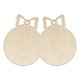 Decoratiune din lemn cu funda pentru decorare, set de artizanat, 80x100,8mm, culoare lemn natural