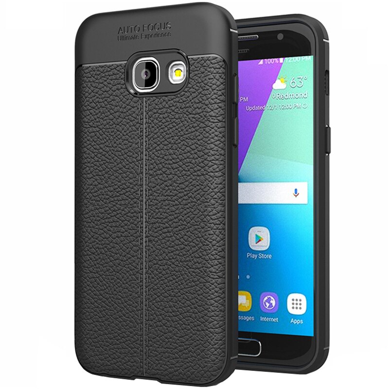 Husa Leather PROTECTS pentru Samsung Galaxy A3 (2017), Negru
