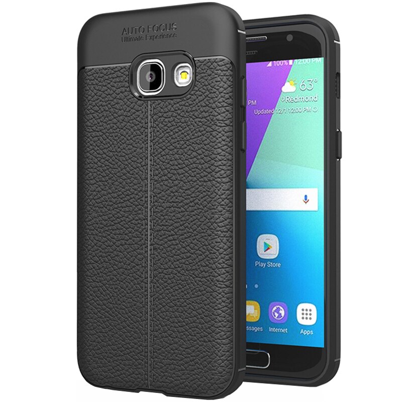 Husa Leather PROTECTS pentru Samsung Galaxy A7 (2017), Negru
