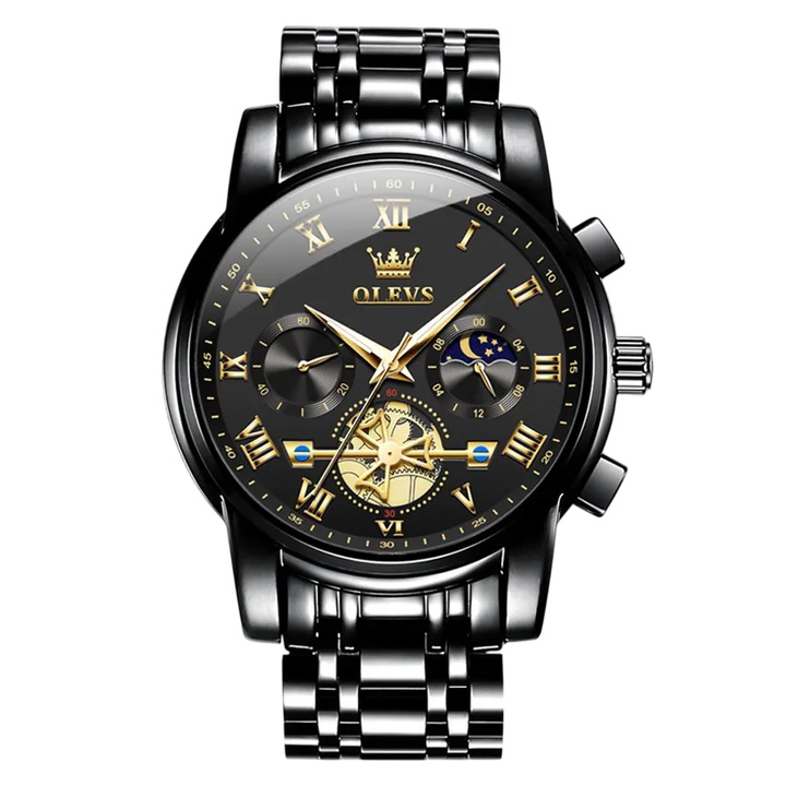 Férfi karóra Olevs multifunkcionális kvarc naptáras elegáns üzleti