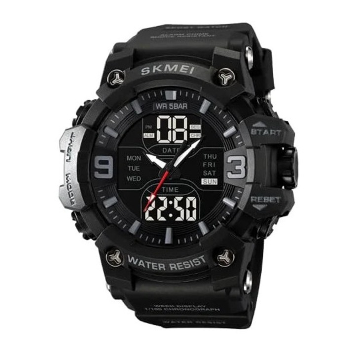 SKMEI 2222 férfi sportóra – analóg-digitális, kettős idő, stopper, ébresztő, 50 méterig vízálló, robusztus kialakítás