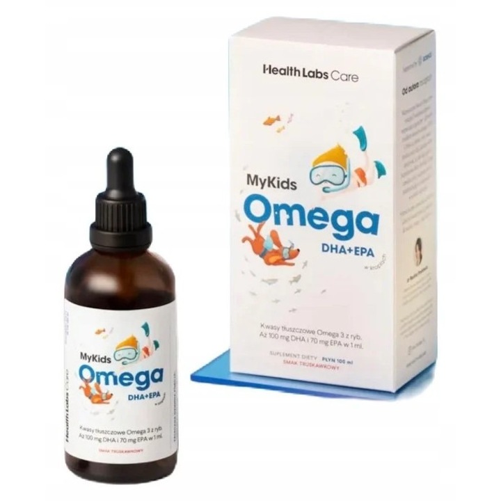 Supliment alimentar MyKids Omega DHA+EPA, 100ml, aroma de capsuni, fara coloranti artificiali