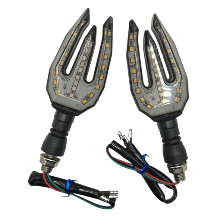 Motorkerékpár LED irányjelző készlet 12V - Sárga Fény – (Villa Alakú) LED KL039 (2DB)