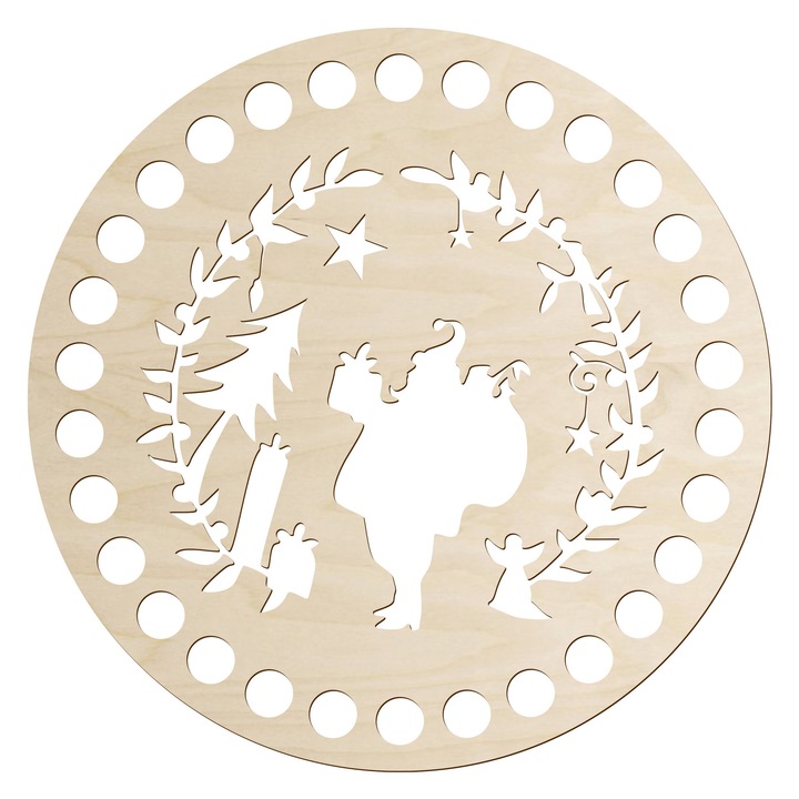 Baza de Crosetat 15cm, SMX Design, din placaj de mesteacan, cu 27 de gauri, model festiv