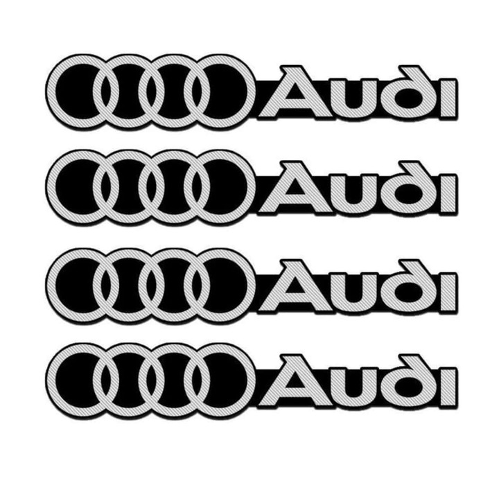 Set 4 Stickere Aluminiu Audio ARRRD pentru Interior Audi, Argintiu, Rezistent la UV