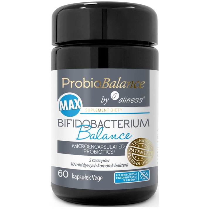 ProbioBalance Aliness MAX Bifidobacterium Balance 10 mld, 60 capsule vegetale, fara soia, gluten, lactoza, fara GMO
