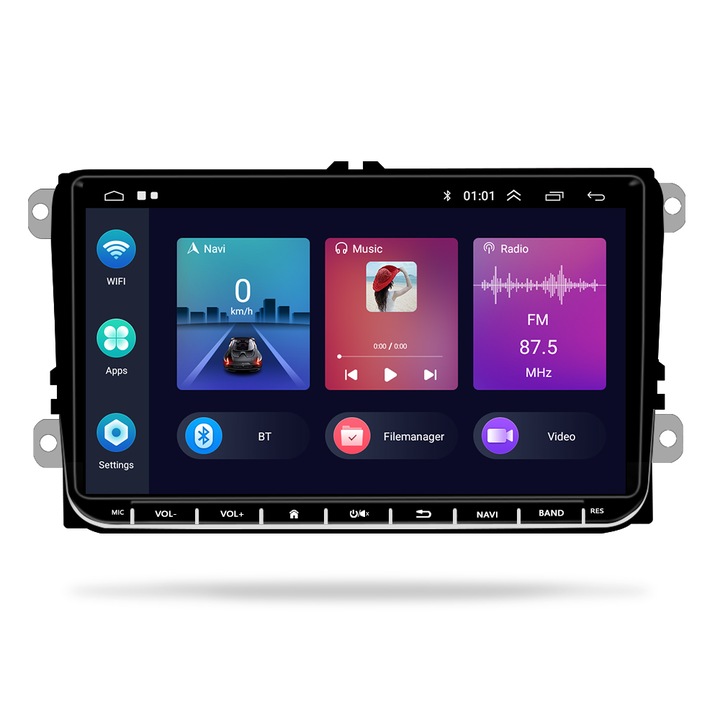 Navigatie 9 inch VW, Volkswagen Golf 5, 6, Passat B6, B7, CC, Seat Altea, Leon, Skoda Fabia, Superb, Android 13, Bluetooth, WiFi, GPS, CarPlay, Android Auto, 2GB RAM, 64GB ROM & Camera Marsarier Inclusa