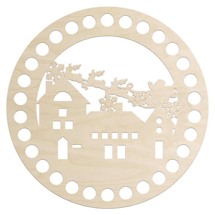 Baza de Crosetat 15cm, SMX Design, model festiv, din placaj de mesteacan, culoare naturala