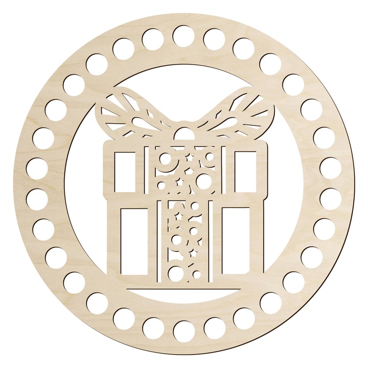 SMX Design horgolás alap, ünnepi modell, 15cm, természetes fa, 3mm vastagság