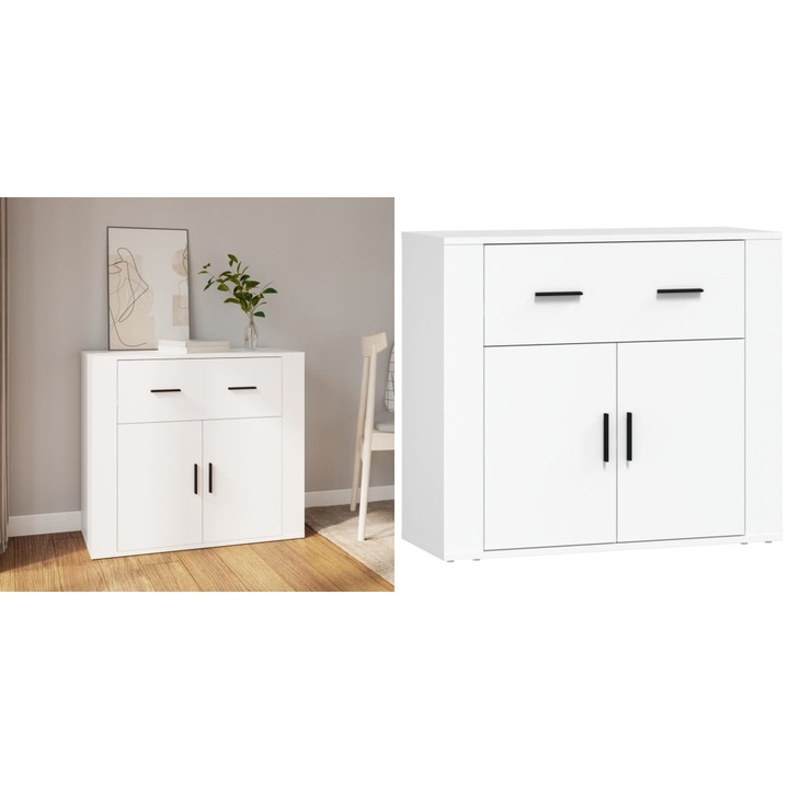 Dulap alb, PAL, 80x33x70cm, cu sertare, design practic