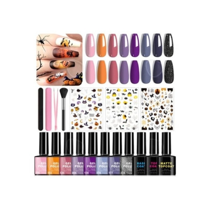 Set de 14 oja gel, diverse nuante, finisaje mate si lucioase