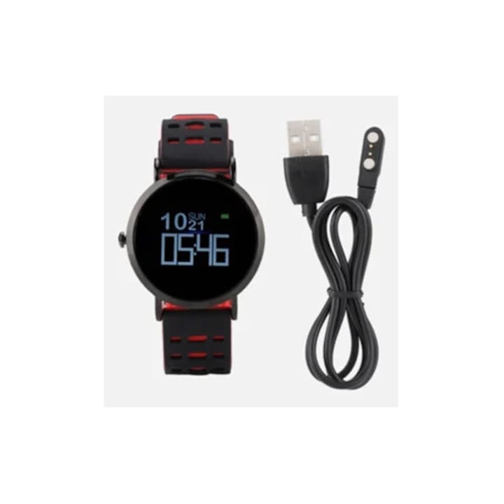 Ceas fitness cu pedometru, monitor de somn, tracker calorii, negru, TPU
