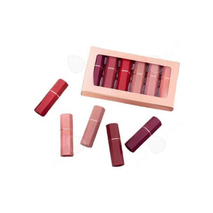 Комплект червила Confozen, 6 броя, матов завършек, 2.5x2.1x8.2см