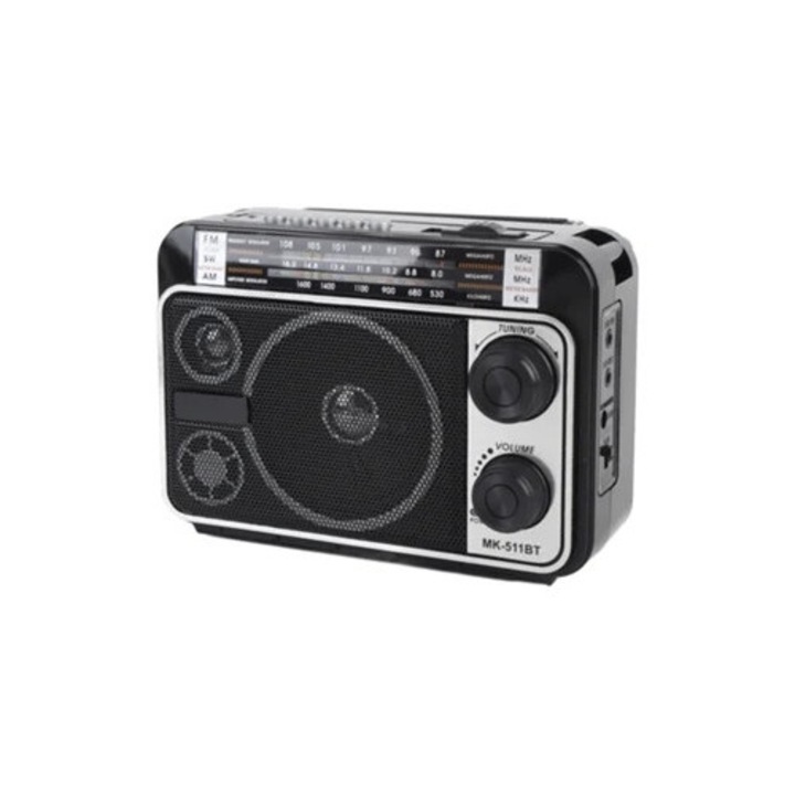 Radio portabil retro, FM, AM, SW, difuzor Bluetooth