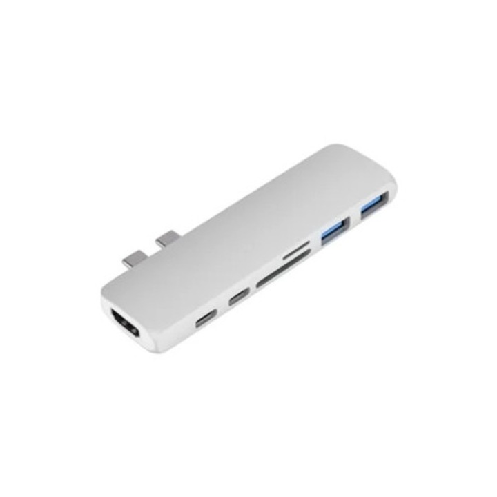 Hub USB C 7-in-1 cu HDMI si USB 3.0, pentru MacBook Pro