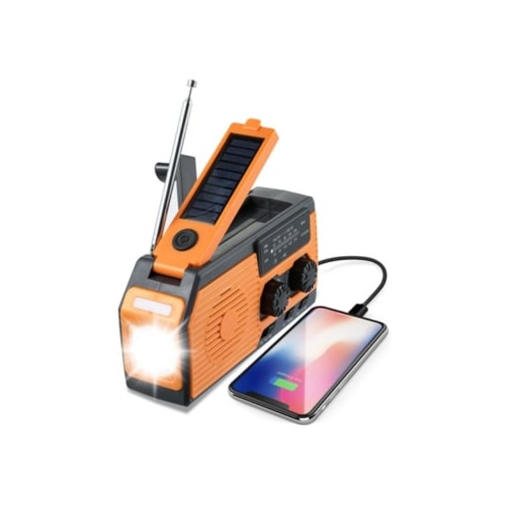 Аварийно радио с манивела Hy 101, 5000 mAh, преносимо, оранжево