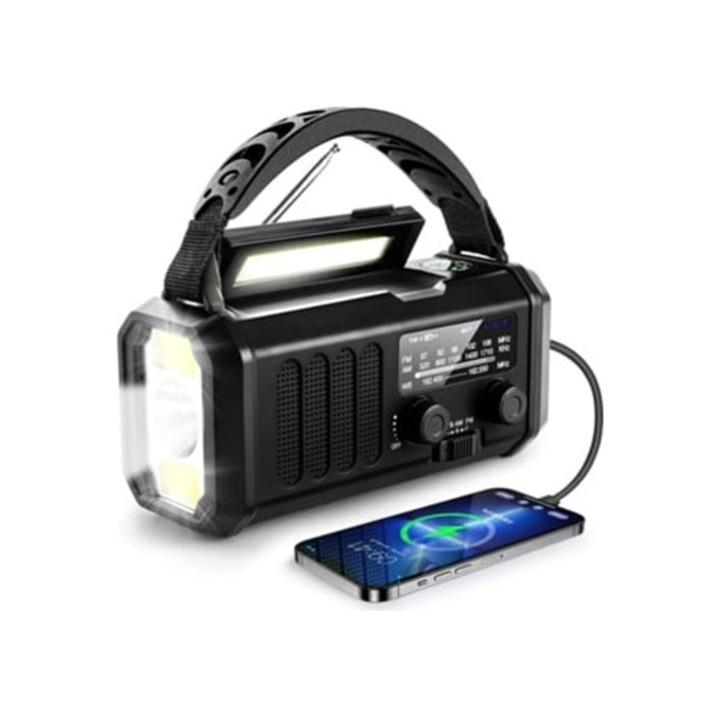 Аварийно радио с манивела, 10000 mAh, XSY330, черно