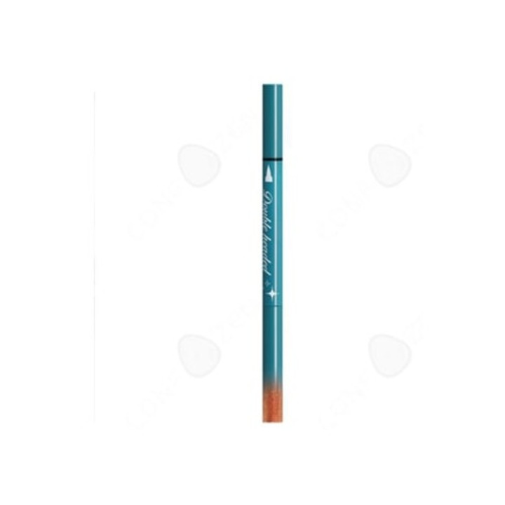 Creion si tus ochi, Confozen C, eyeliner lichid cu capete duble, 3.5g, negru lucios, rezistent la apa, uscare rapida