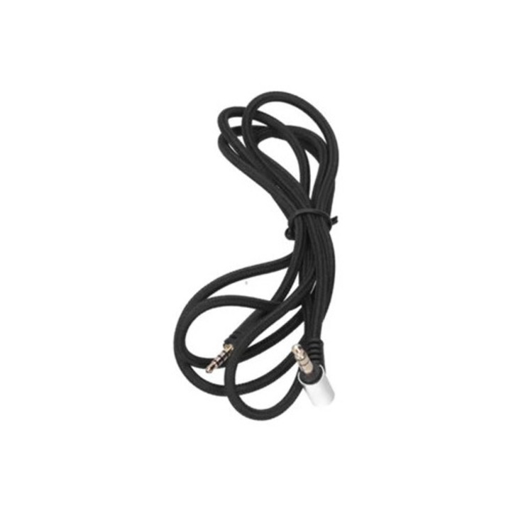 Fejhallgató kábel, 1.2m, fekete, fonott