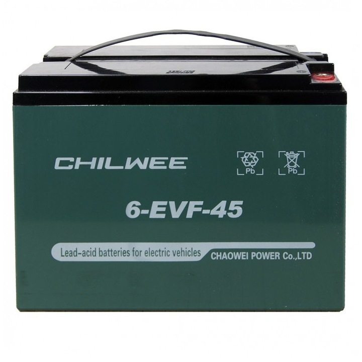 Baterie GEL 12V 45Ah/52Ah Chilwee pentru triciclu electric, tehnologie VRLA, dimensiuni 229x138x208mm