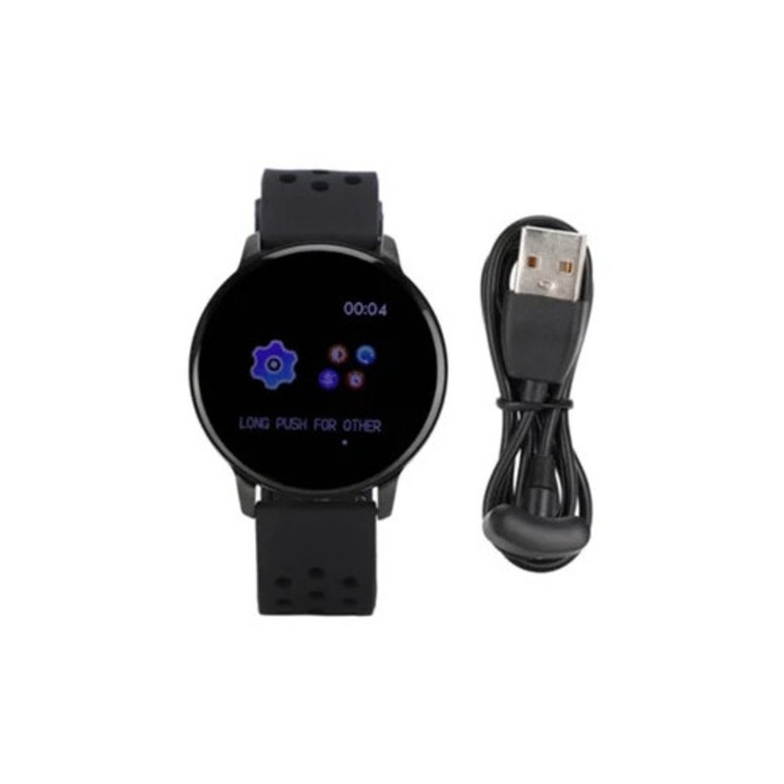 Ceas sport set 3 piese silicon negru ajustabil