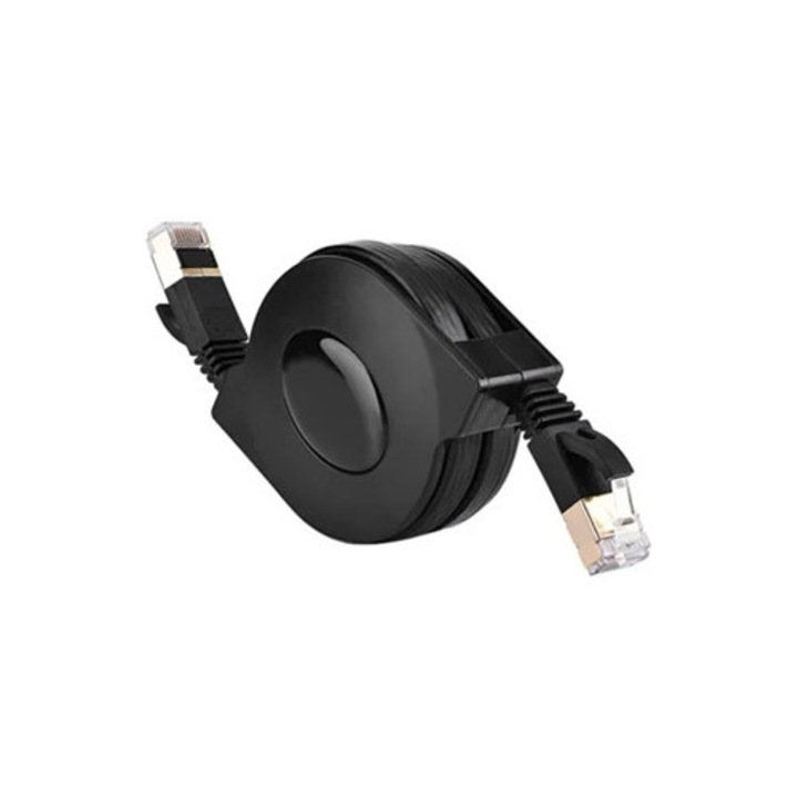 Cablu Ethernet Cat7 RJ45 retractabil, 600MHz, plat, 1m