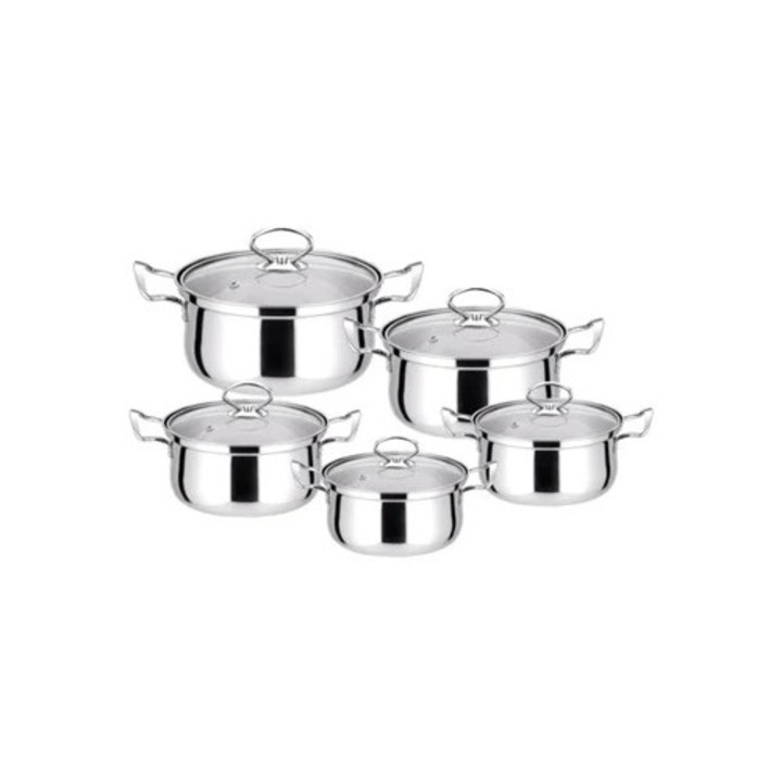 Set de oale si cratite din otel inoxidabil, 10 piese, pentru toate tipurile de plite