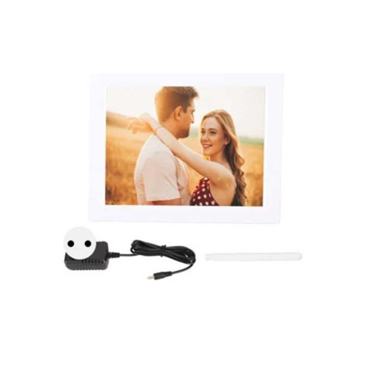 Ceas decorativ digital de perete 8 inch, cu calendar, 3 mementouri pentru medicamente, 5 alarme, auto-dimare