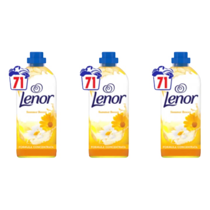 3 db Lenor Summer Breeze öblítő csomag, 71 mosás, virágos-gyümölcsös illat, folyékony