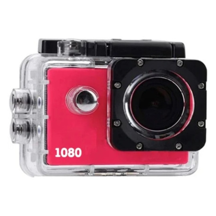 Екшън камера за спорт Action Cam 1080, Full HD, розова