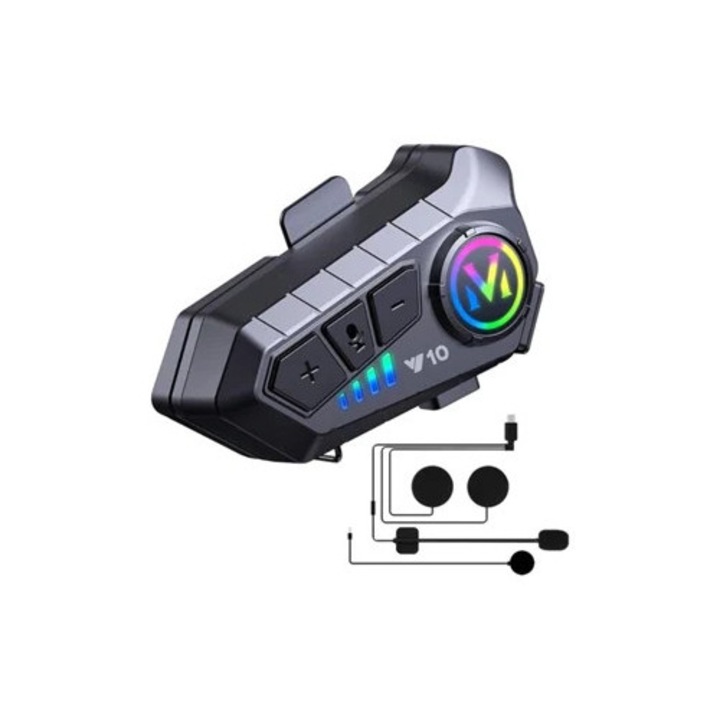 Intercom motocicleta Y10 BT 5.3 IPX6 Hi-Fi, set 1 unitate