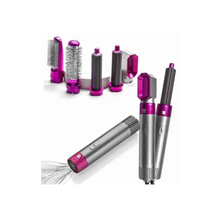 Perie de par electrica 5-in-1 cu volumizator, ondulator si indreptator, multicolor