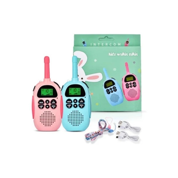 Walkie Talkie vezeték nélküli gyerekeknek, újratölthető, akár 3 km hatótávolság