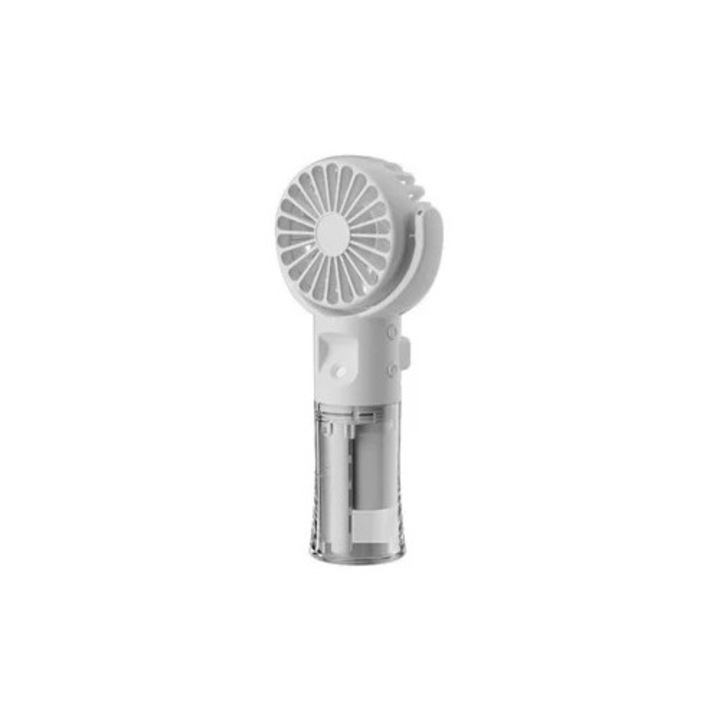 Преносим вентилатор F4 с пулверизатор за вода, USB презареждащ се, бял