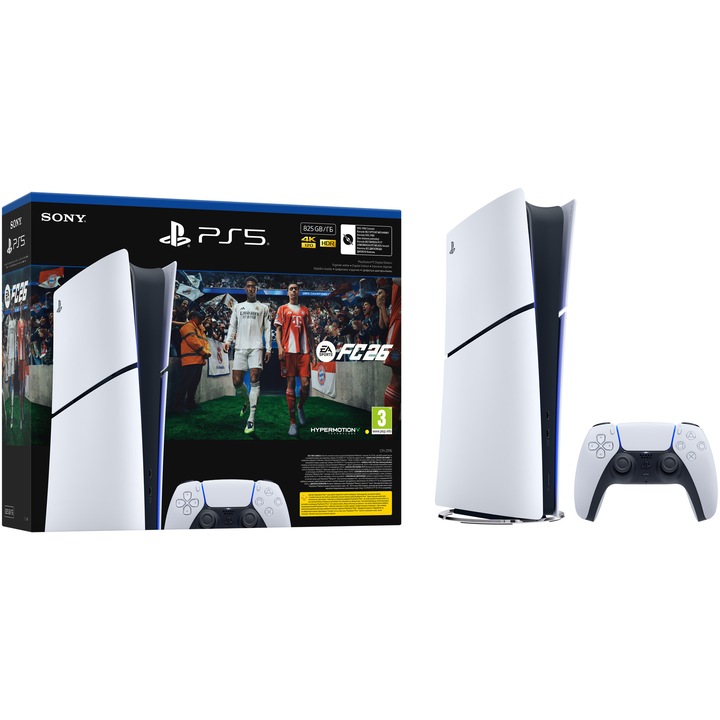 Consola PlayStation 5 Digital Edition (PS5) Slim, 825 GB SSD, E-Chassis, EA Sports FC 26 Bundle