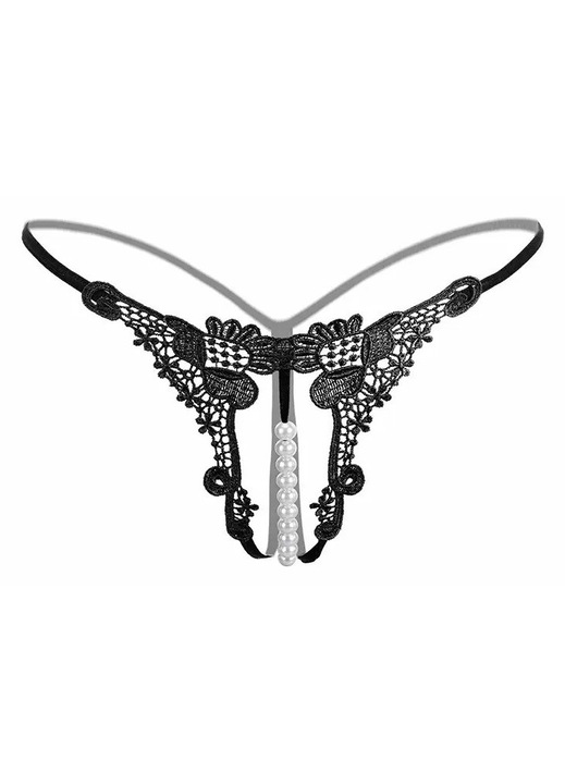 Fekete tanga bugyi gyöngyökkel