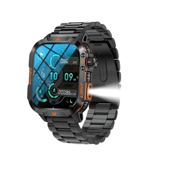 Calibro sportóra, 1,96" HD kijelző, pulzusmérés, Bluetooth 5.2, IP68 vízálló, 50x43,5x12 mm