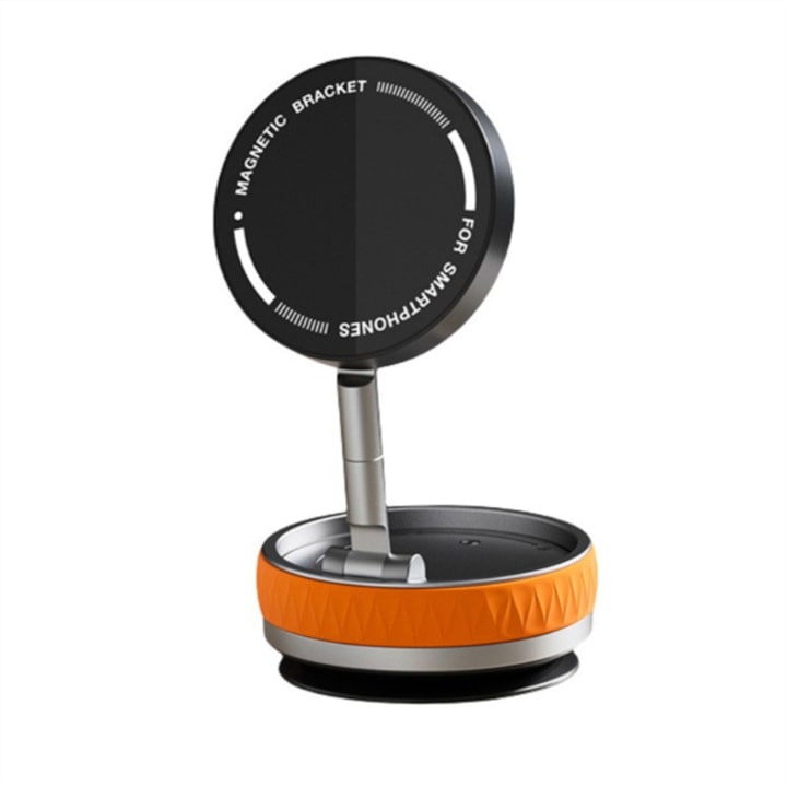 Suport auto magnetic pentru telefon Universal, Suport magnetic cu vid, cu rotire 360⁰, ajustabil orice directie si compatibil cu orice de telefon mobil, Mic si convenabil, ia-l cu tine