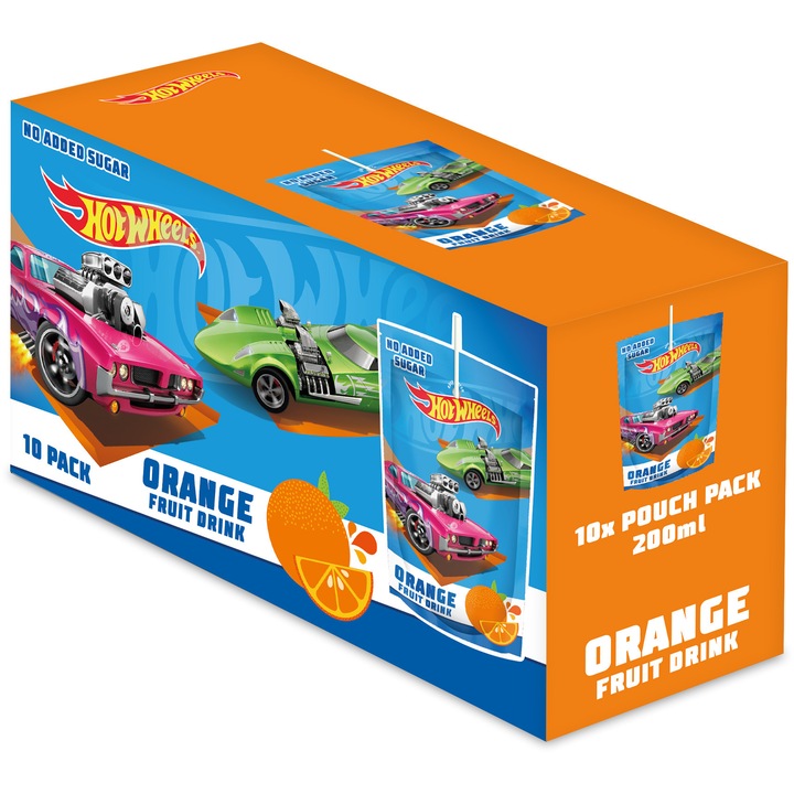 Bautura din suc de mere si portocale, Hot Wheels Orange, 10x200ml