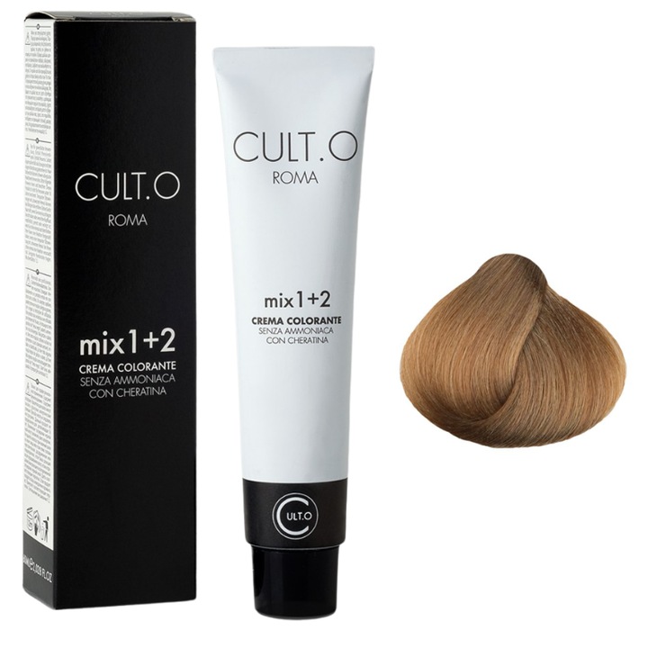 Professzionális tartós hajfesték - 8.32 világos dohány (mediterrán) árnyalat, 60 ml, 1+2 keverési arány, Cult.O, Faipa Professional Romania