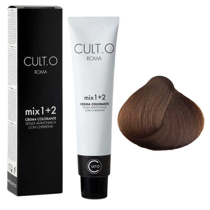 Professzionális tartós hajfesték - 6.032 világos csokoládé árnyalat (mediterrán) 60ml, 1+2 keverék, Cult.O, Faipa Professional Romania