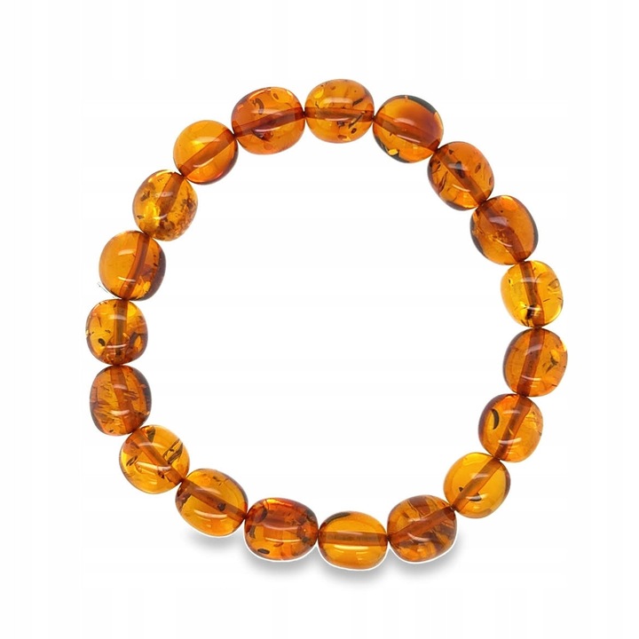 Bransoleta din Bursa de Baltica, culoare coniac, dimensiune 17-18cm, set elastic