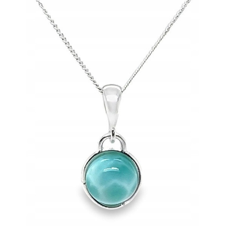 Pandantiv argintiu cu larimar, 925, 9.6x19.8mm, set fara lant